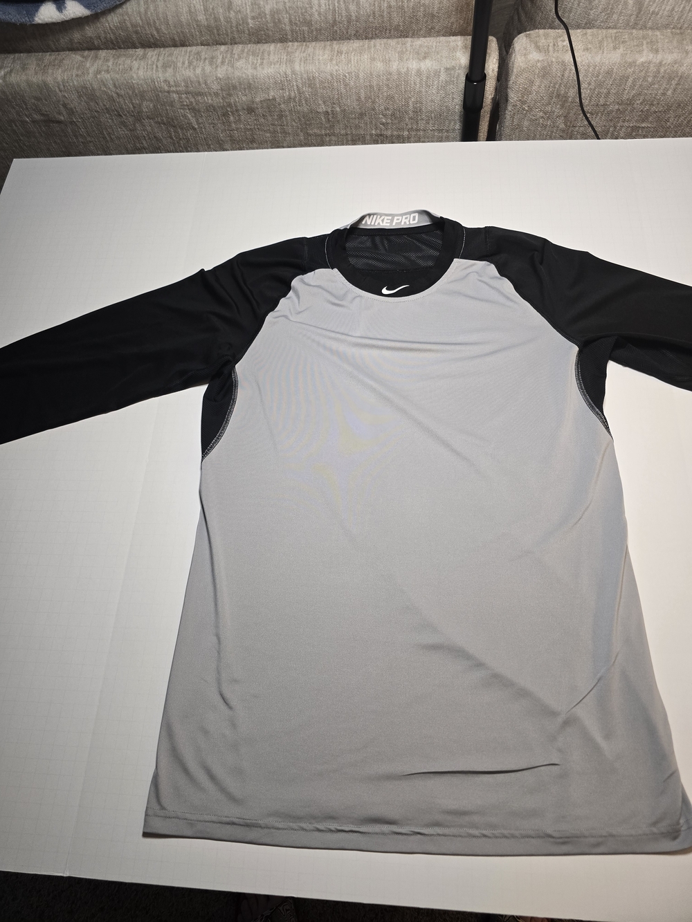 Nike Pro Men’s Long Sleeve Training Top - Gray and Black